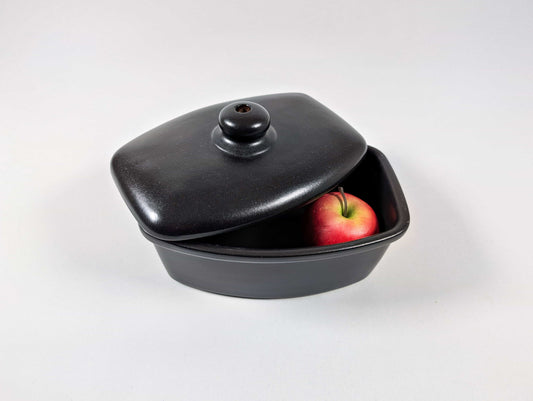 Handgefertigte Bratapfel Backform aus Keramik SCHWARZ matt