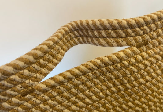 Geflochtener Holzkorb Natur hellbeige Bauwolle/Polyester rund