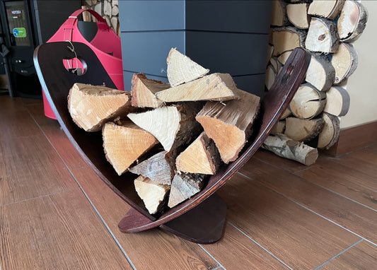 Elegantes Holzgestell Brennholzablage 2teilig gesteckt Espresso-farbig