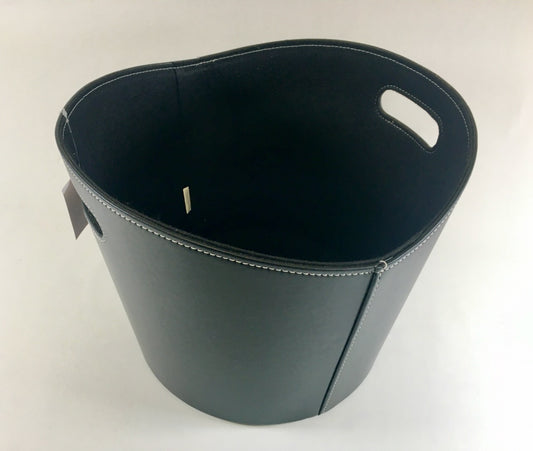 Holzkorb 39cm rund schwarz Kunstleder mit Innen-Filz