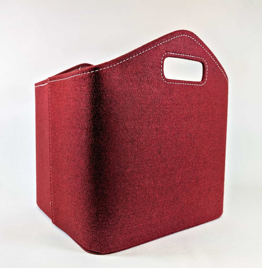 Hochwertiger Kaminholzkorb aus rotem Filz