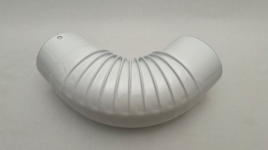 Ofenrohrbogen weiß emailliert 90 Grad gerippt