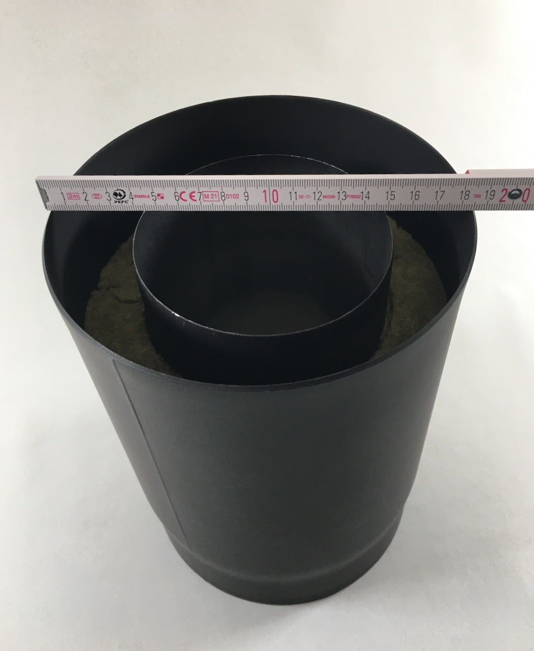 Ofenrohr doppelwandig schwarz-metallic Stahl verschiedene Größen