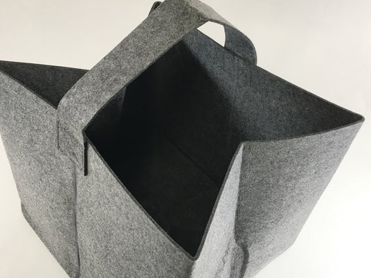 Tasche quadratisch für Kaminholz aus dunkelgrauem Filz 37x34x33cm