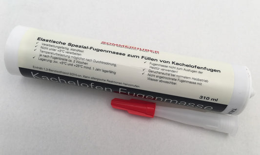 Elastische Fugenmasse in lichtgrau für Kamin und Kachelofen in Kartusche