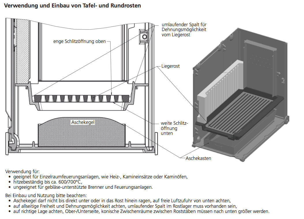 Ofenrost 24 x 30 cm Kaminrost Feuerrost Guss