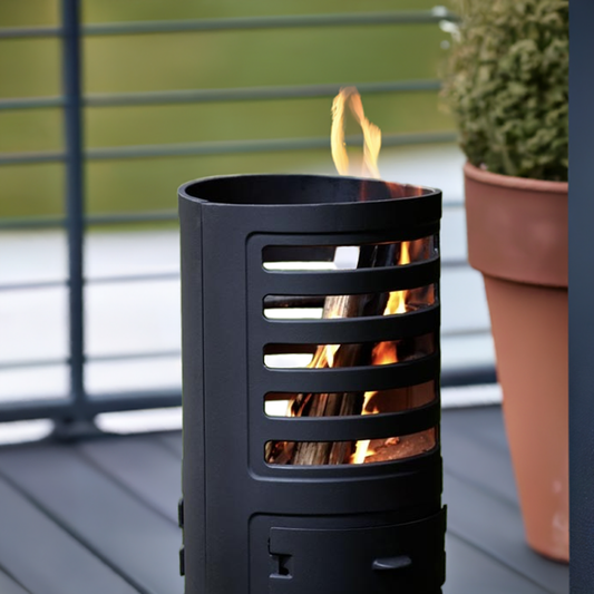 Feuersäule aus Gusseisen mit Aschekasten für Garten & Terrasse (61 cm)