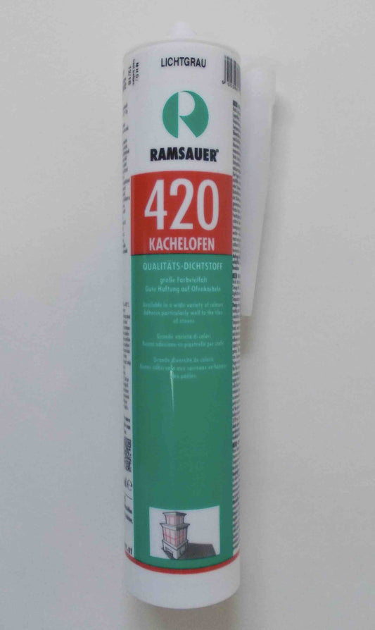 Elastische Fugenmasse Acryl in HELLGRAU für Kamin und Kachelofen in Kartusche