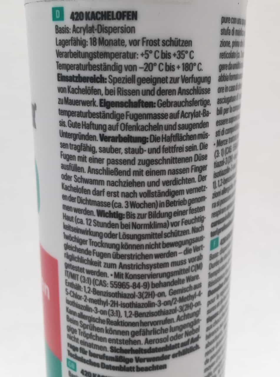 Elastische Fugenmasse Acryl in DUNKELGRÜN für Kamin und Kachelofen in Kartusche