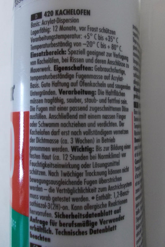 Elastische Fugenmasse Acryl in SANDBEIGE für Kamin und Kachelofen in Kartusche