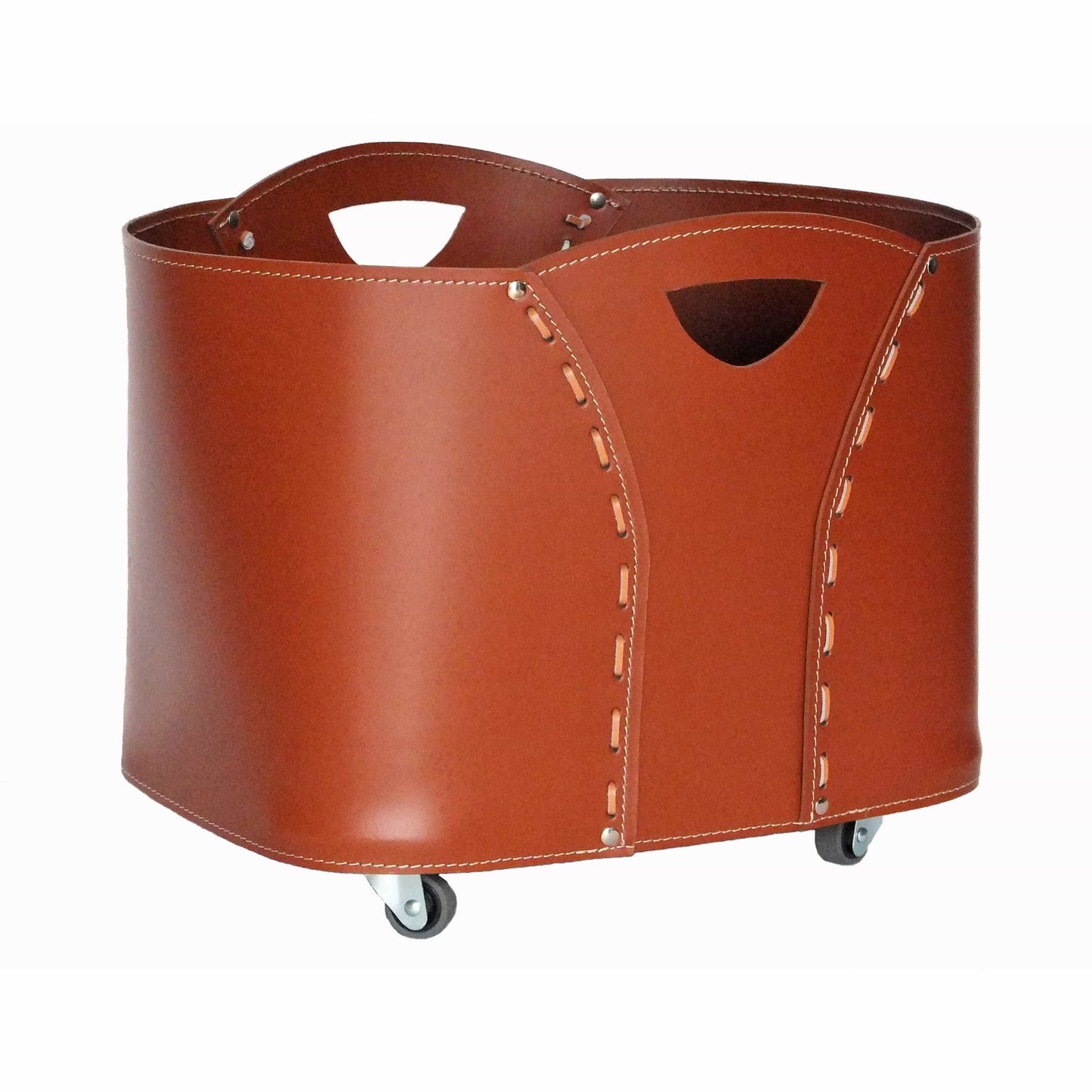 Set exklusive Holztrage und Kaminbesteck italienisches Leder