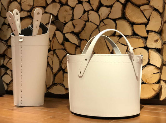 Italienischer Holzkorb "GINA" aus echtem Leder