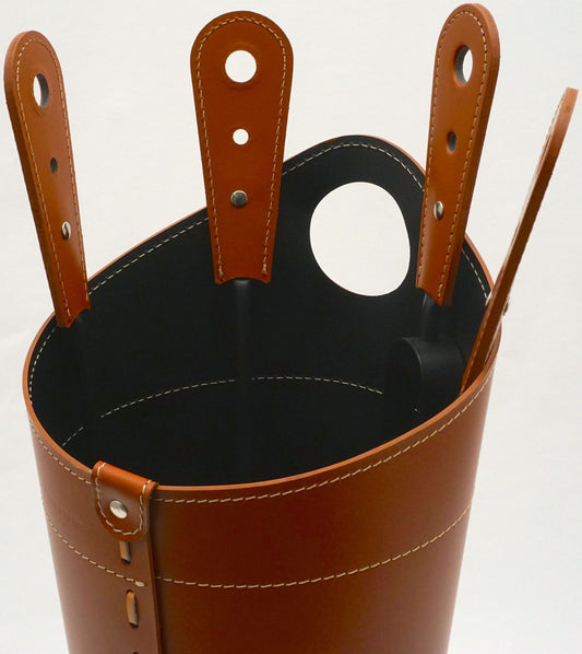 Exquisites Kaminbesteck italienisches Leder