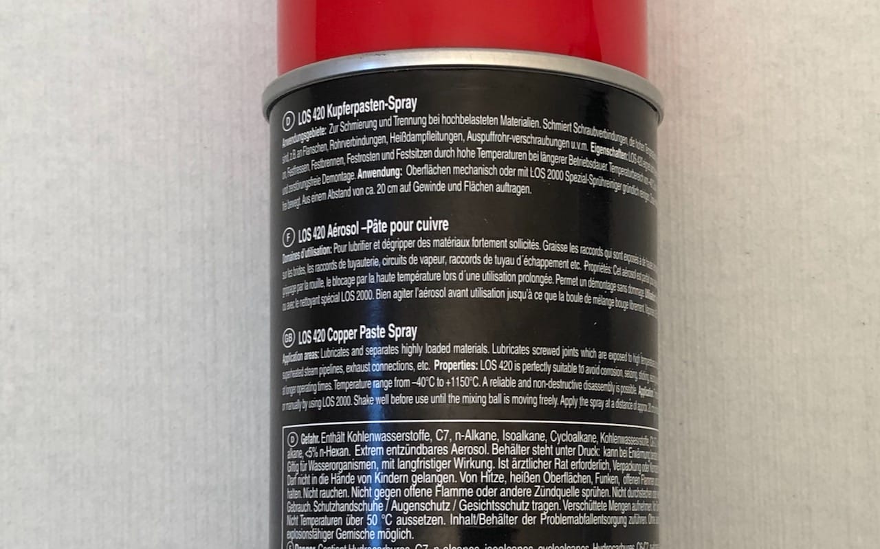 Wärmebeständige Kupferpaste Spray 400ml -40°C bis 1150°C