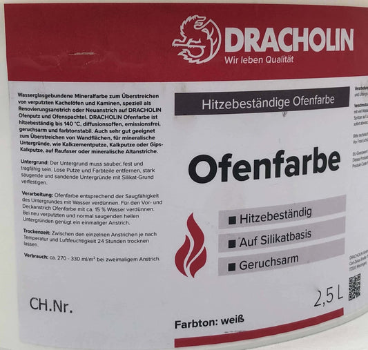 Hitzebeständige weisse Ofenfarbe für Kachelofen und Kamin