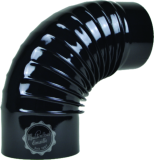 Ofenrohrbogen schwarz emailliert 90 Grad gerippt