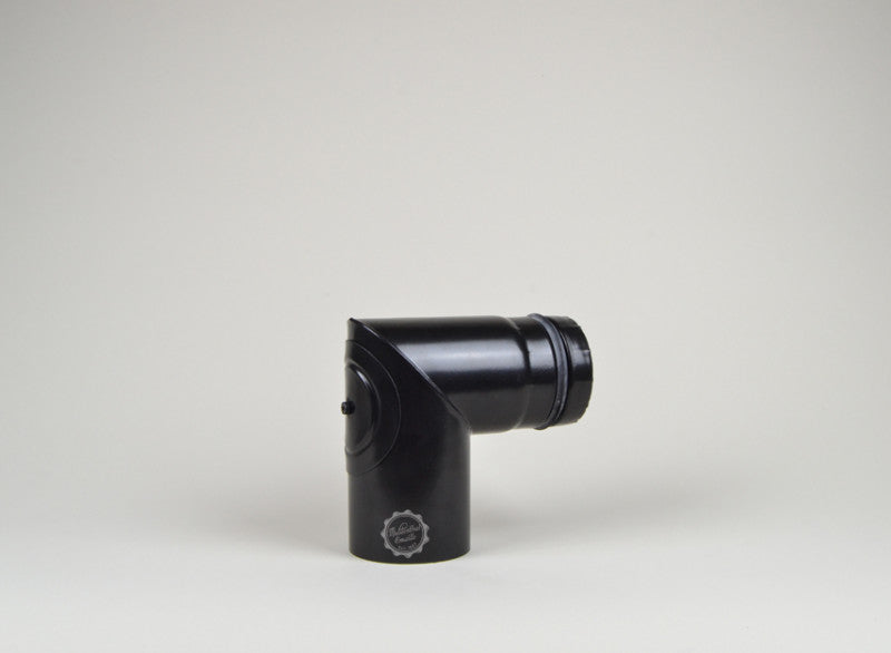 Pelletofenrohrbogen gussgrau emailliert 90 Grad mit Tür mit Viton-Dichtung (2 Segmente)