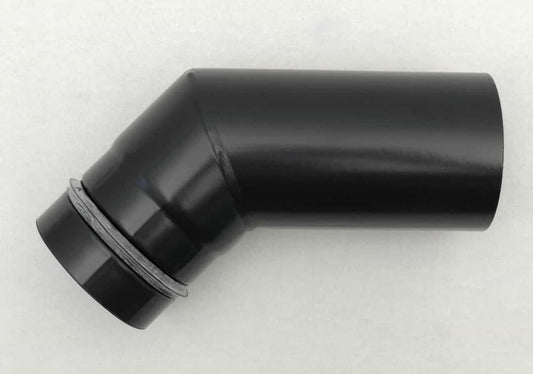 Pelletofenrohrbogen schwarz emailliert 45 Grad ohne Tür mit Viton-Dichtung