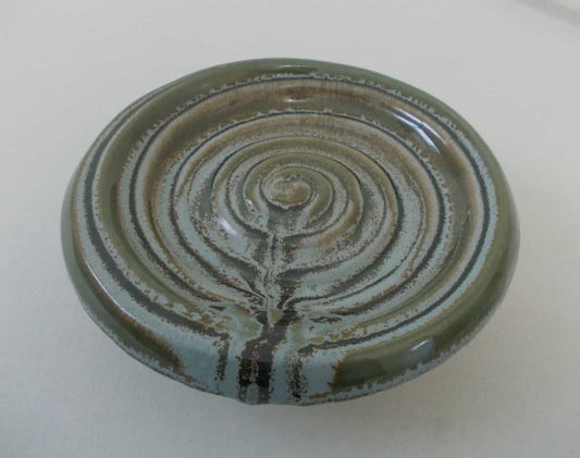 Putzdeckel Schüsselkachel-Design grün geflammt rund 15 cm