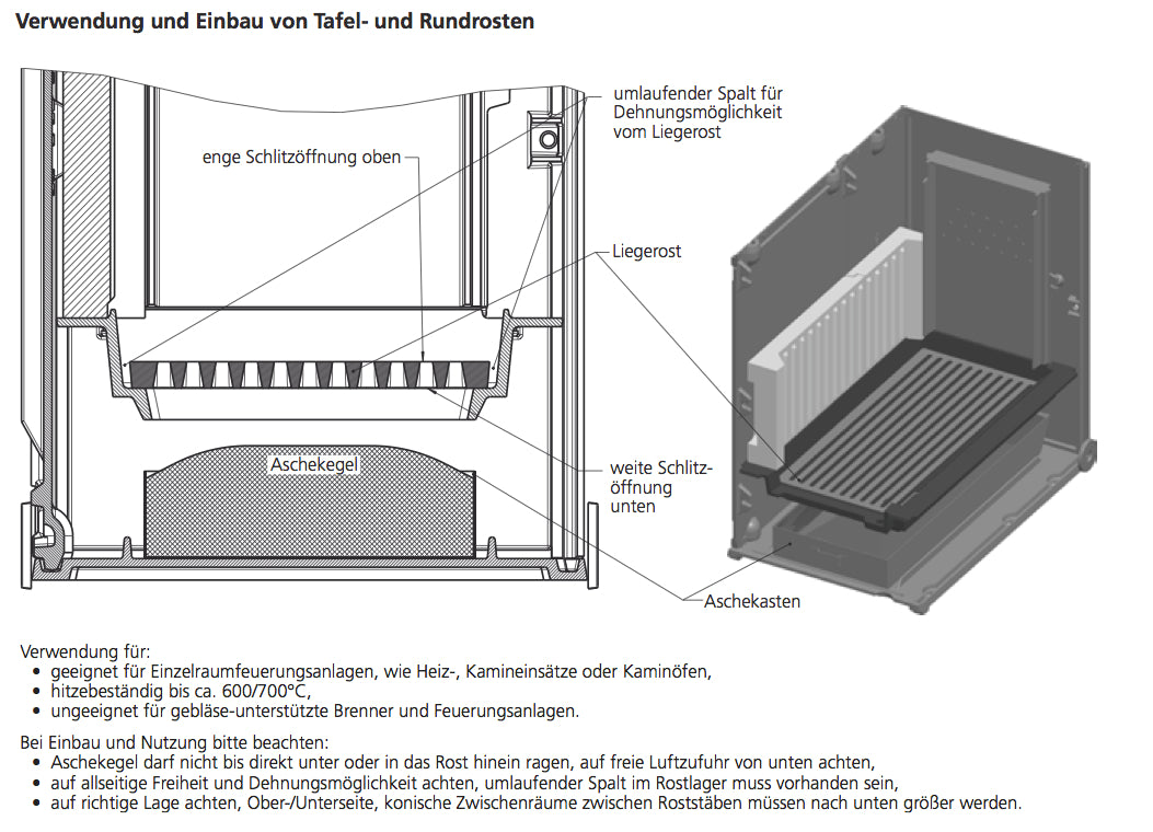 Ofenrost 14 x 20 cm Kaminrost Feuerrost