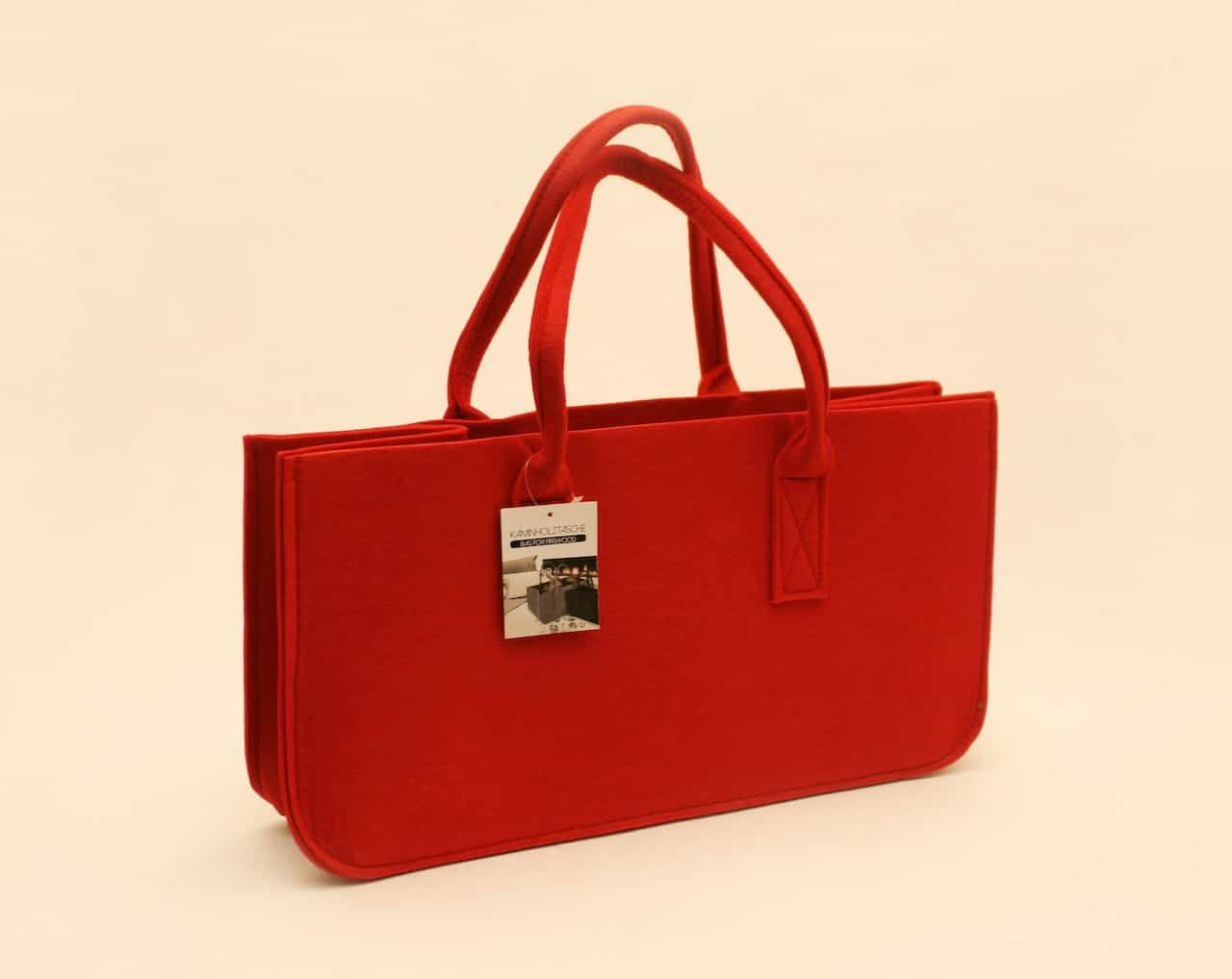 Bag for firewood made of red felt 50x25x25cm