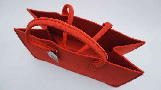 Tasche für Kaminholz aus rotem Filz 50x25x25cm