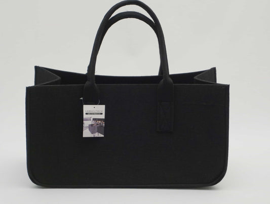 Tasche für Kaminholz aus schwarzem Filz 50x25x25cm