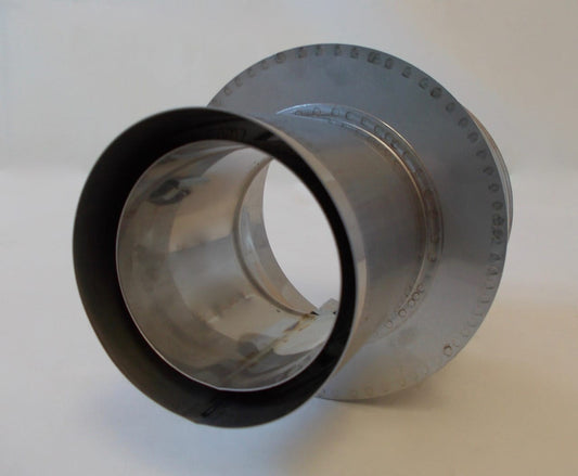 Doppeltes Wandfutter NW 80 mm für Rauchrohr auf NW 130 Muffenseite Edelstahl