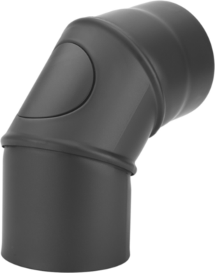 Ofenrohrbogen 0-90° verstellbar SCHWARZ - METALLIC LACKIERT mit Tür verschiedene Größen