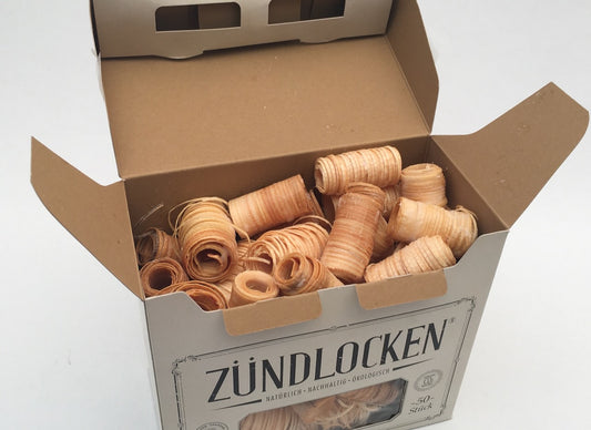 Zündlocken Kaminanzünder aus Holzwolle in Faltschachtel