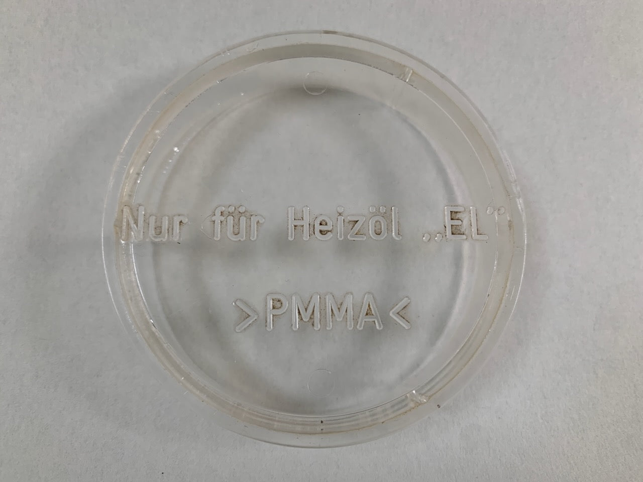 Verschlussdeckel 8cm Öltank transparent im Ölofen GEBRAUCHT