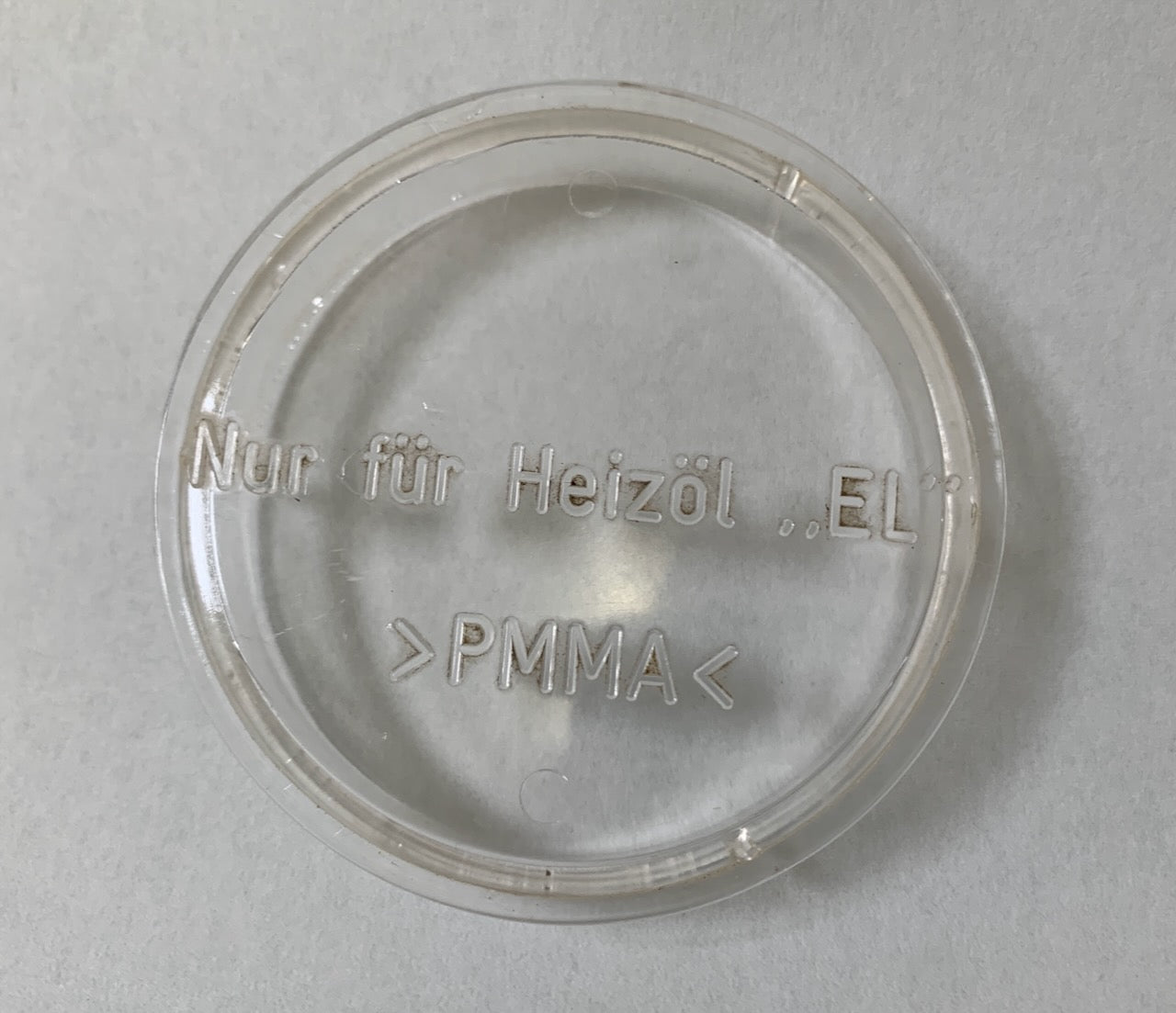 Verschlussdeckel 8cm Öltank transparent im Ölofen GEBRAUCHT