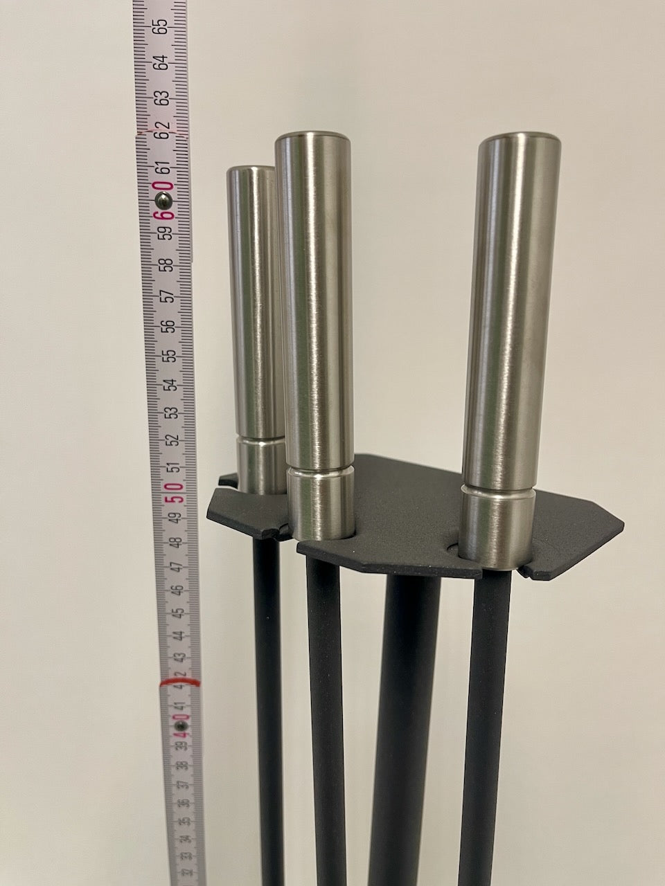 Kaminbesteck 3-teilig in Anthrazit mit Edelstahlgriffen