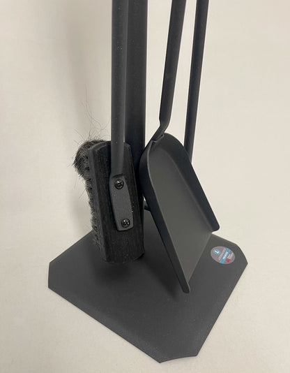 Kaminbesteck 3-teilig in Anthrazit mit Edelstahlgriffen