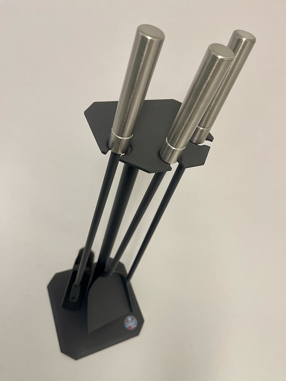 Kaminbesteck 3-teilig in Anthrazit mit Edelstahlgriffen