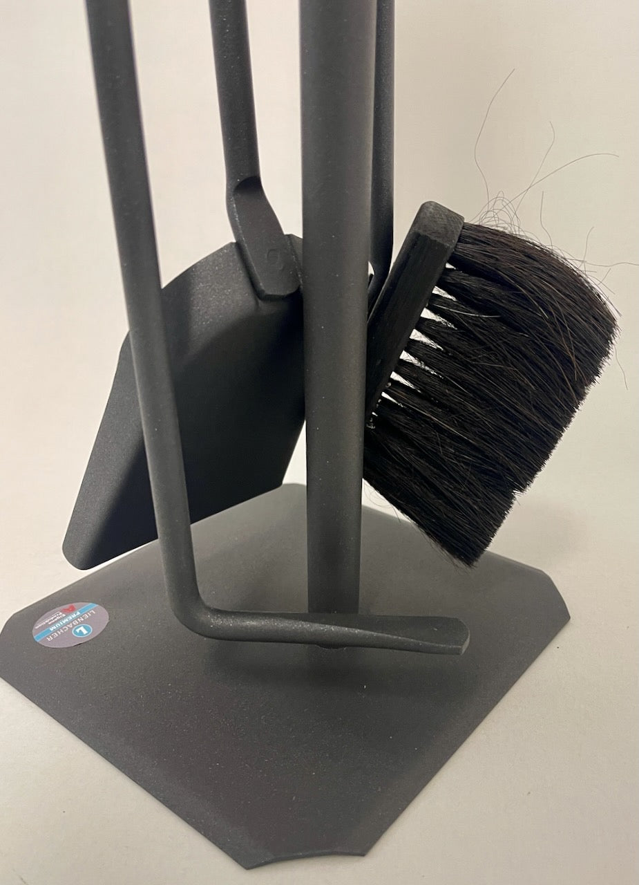 Kaminbesteck 3-teilig in Anthrazit mit Edelstahlgriffen