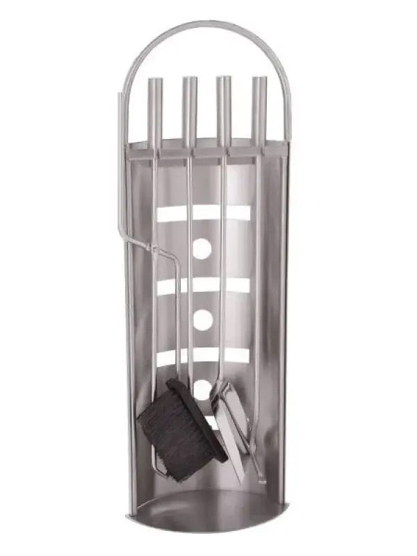 Kaminbesteck 4-teilig Schwarz + Edelstahl glänzend 68cm