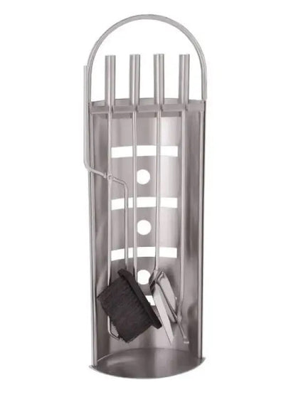 Kaminbesteck 4-teilig Schwarz + Edelstahl glänzend 68cm