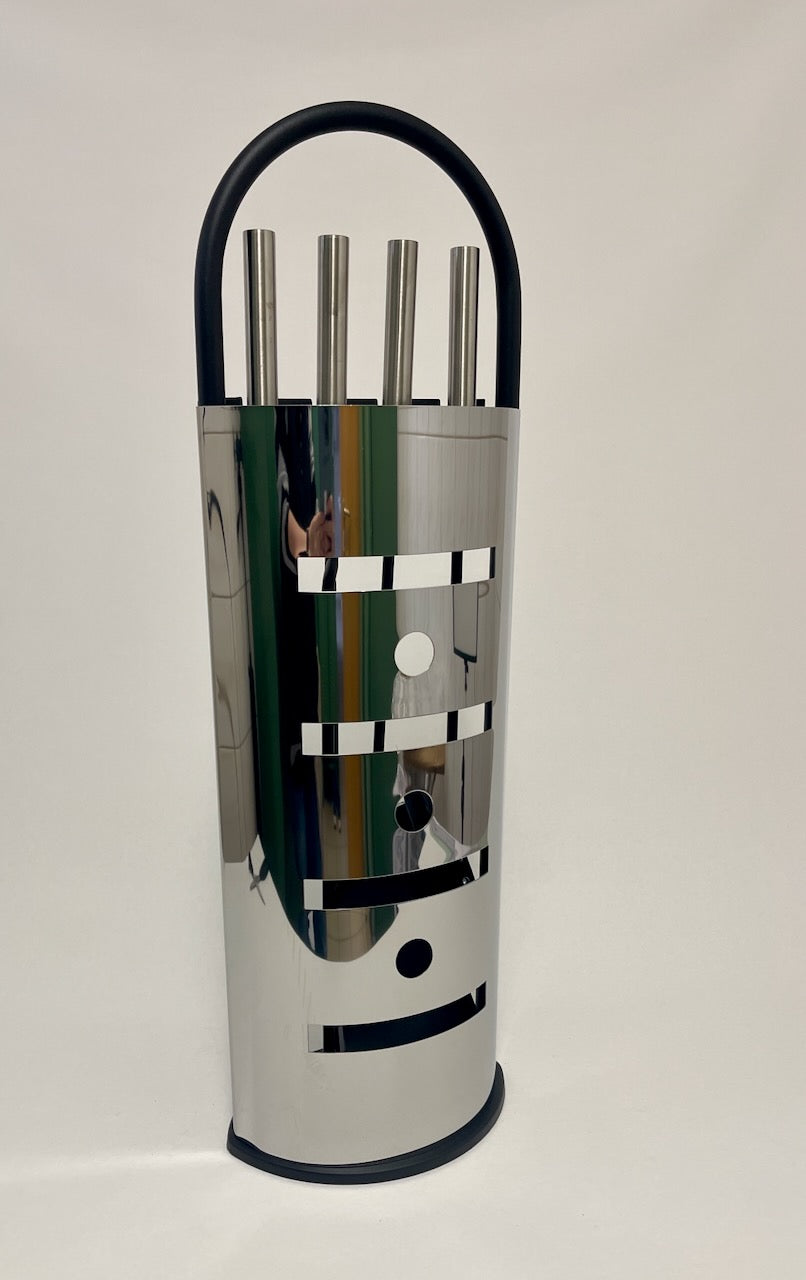 Kaminbesteck 4-teilig Schwarz + Edelstahl glänzend 68cm