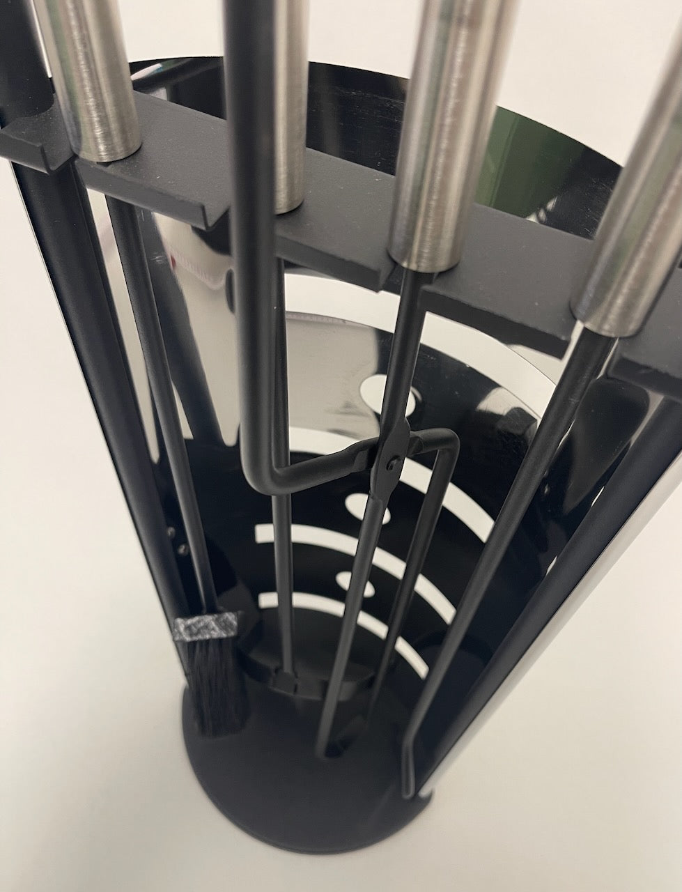 Kaminbesteck 4-teilig Schwarz + Edelstahl glänzend 68cm