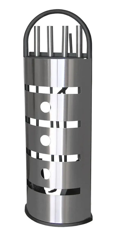 Kaminbesteck 4-teilig Schwarz + Edelstahl glänzend 68cm