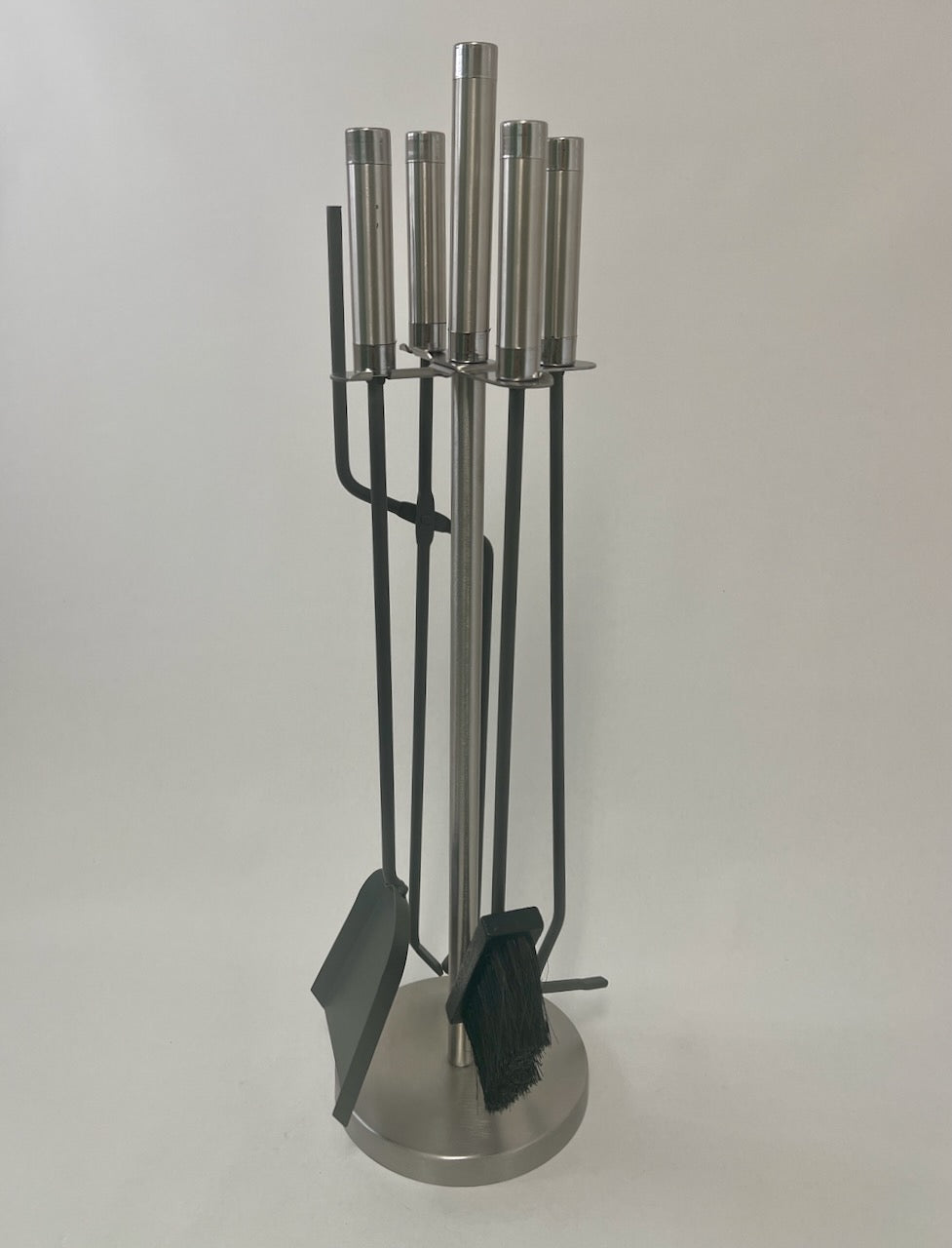 Kaminbesteck 4-teilig rund Anthrazit + Edelstahl 66cm