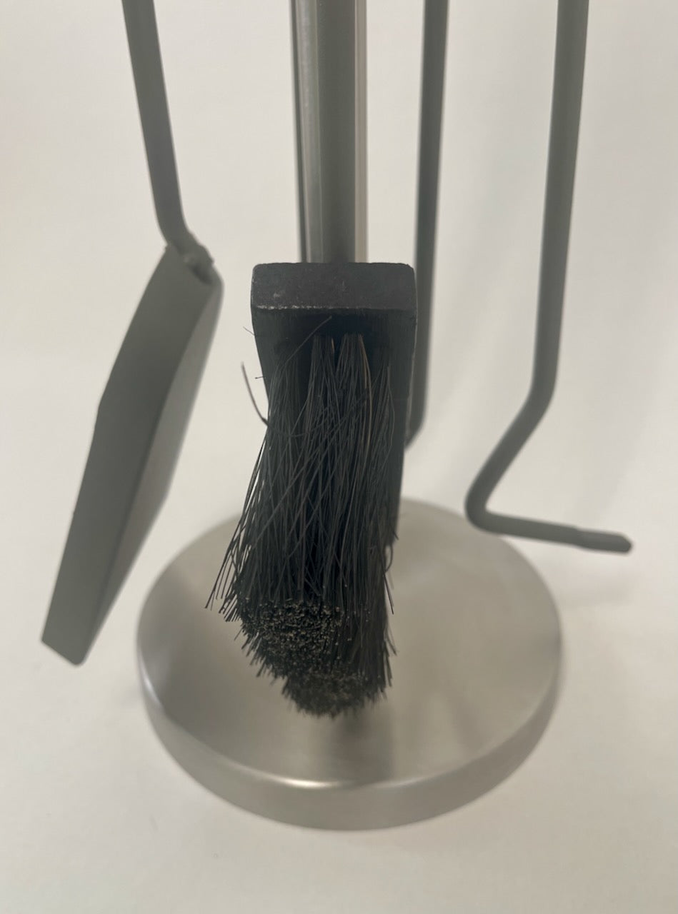 Kaminbesteck 4-teilig rund Anthrazit + Edelstahl 66cm