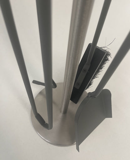Kaminbesteck 4-teilig rund Anthrazit + Edelstahl 66cm