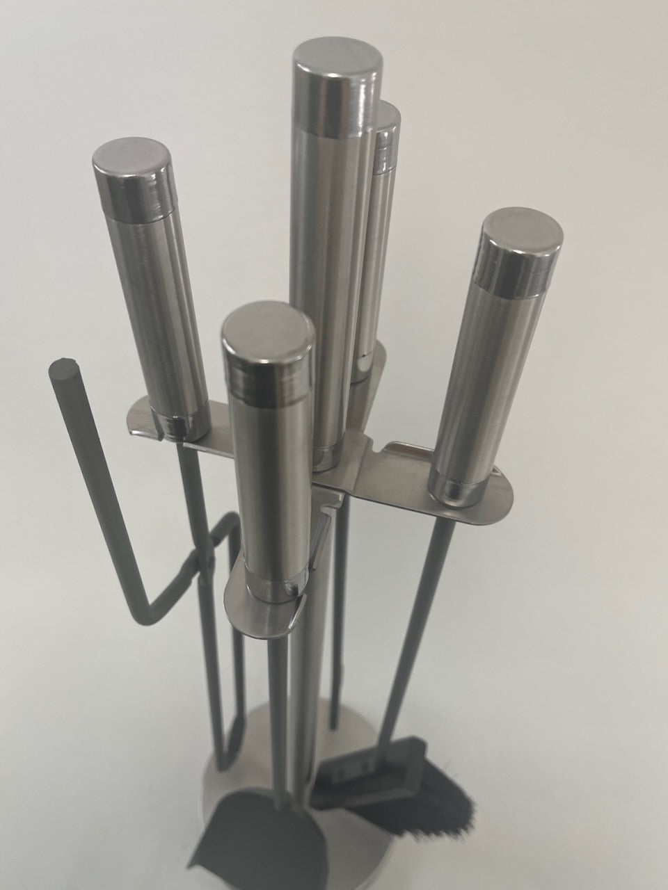 Kaminbesteck 4-teilig rund Anthrazit + Edelstahl 66cm