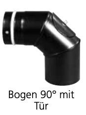 Coude de tuyau de poêle à pellets en fonte émaillée gris 90 degrés sans porte avec joint Viton (3 segments)