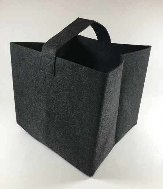 Tasche quadratisch für Kaminholz aus schwarzem Filz 37x34x33cm