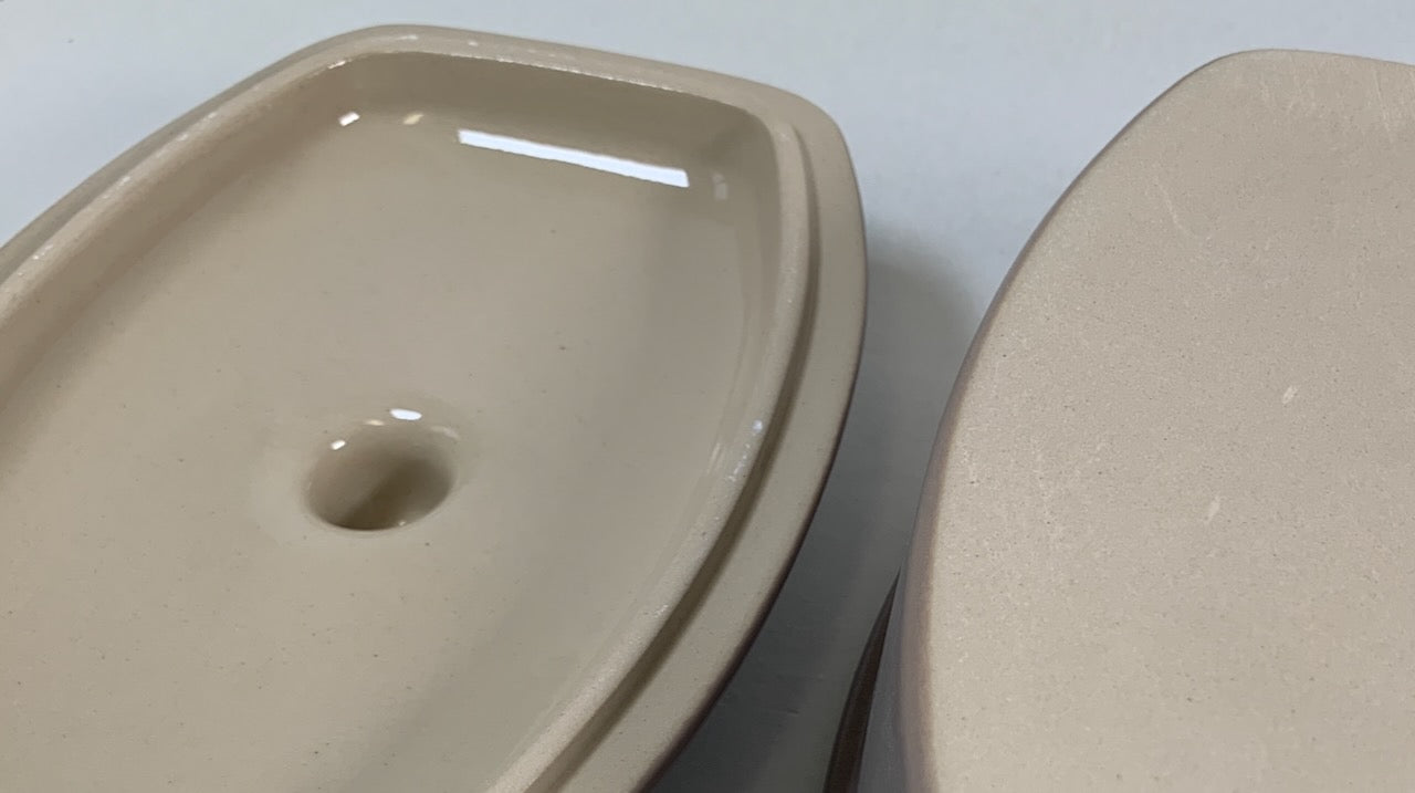 Handgefertigte Bratapfel Backform aus Keramik GRAU