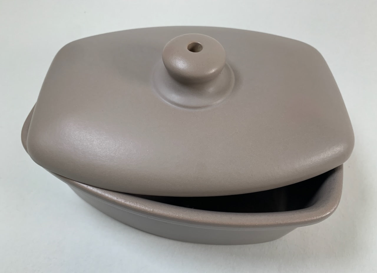 Handgefertigte Bratapfel Backform aus Keramik GRAU