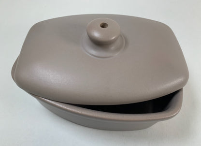 Handgefertigte Bratapfel Backform aus Keramik GRAU